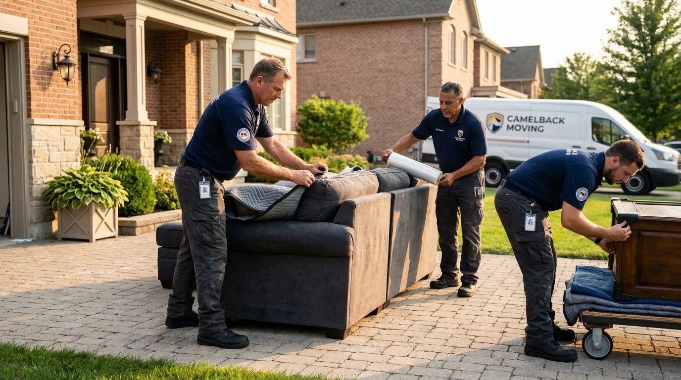 Large estate moving crew wrapping furniture in Roseboro, NC