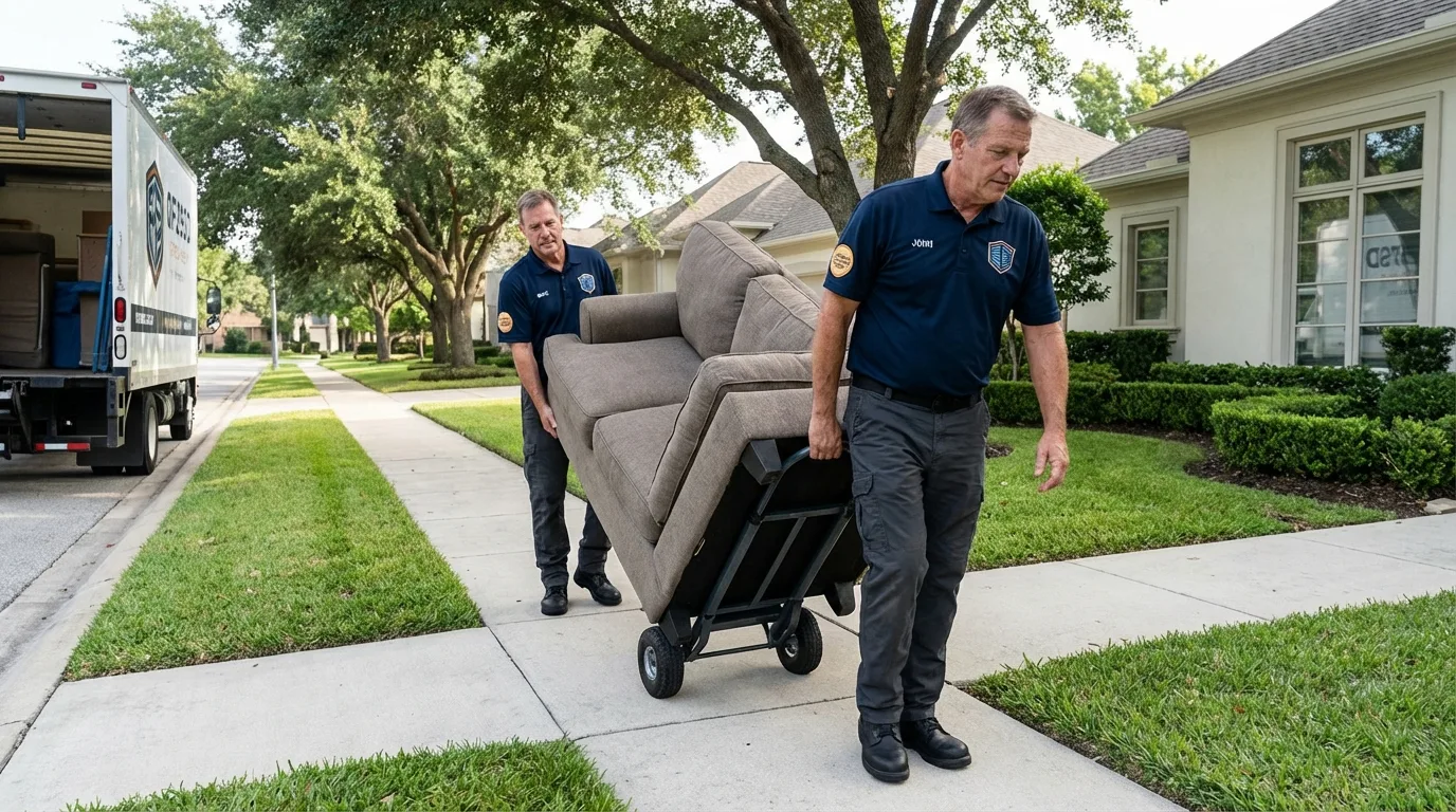 Local residential moving crew loading furniture in Roseboro, NC