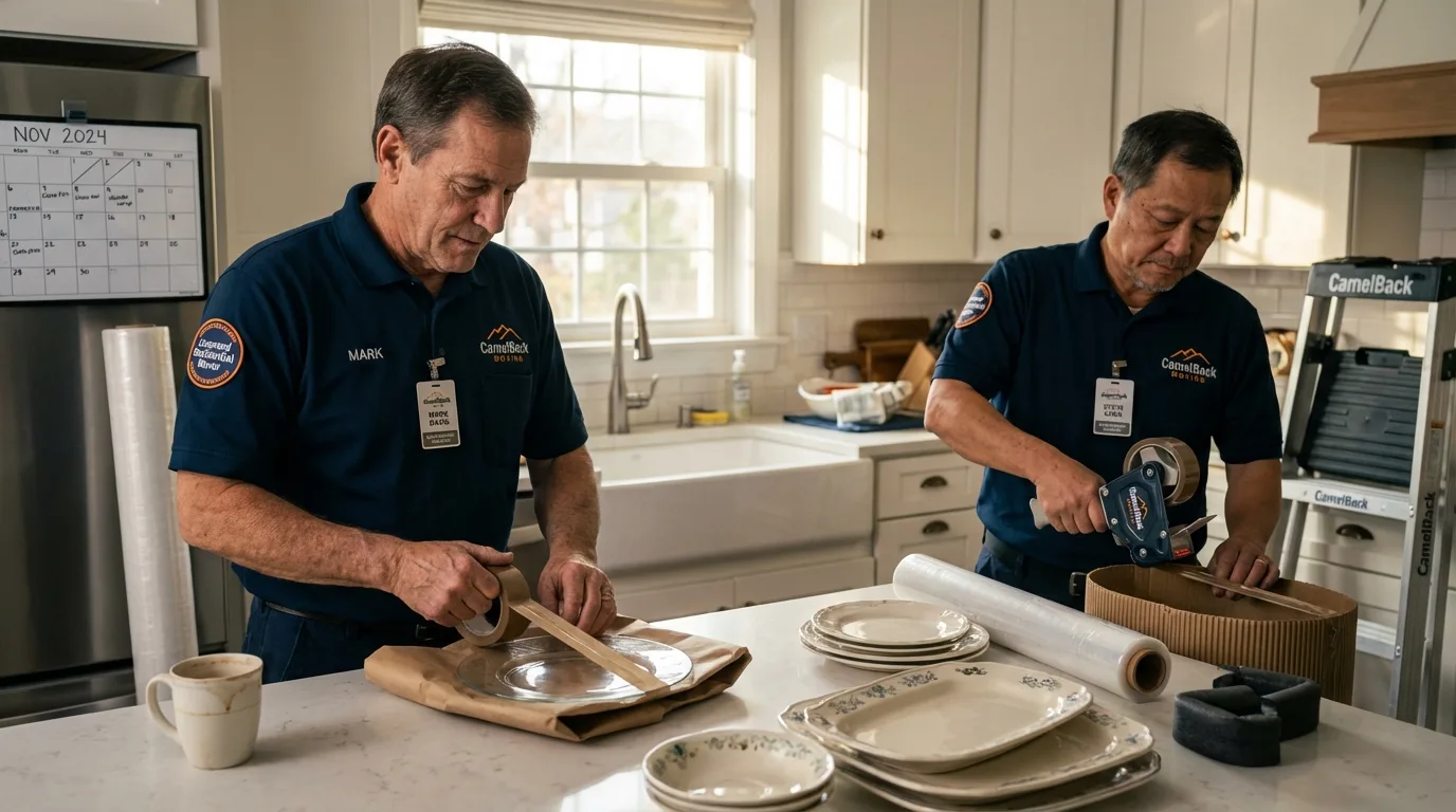 Professional crew packing kitchen dishware in Roseboro, NC